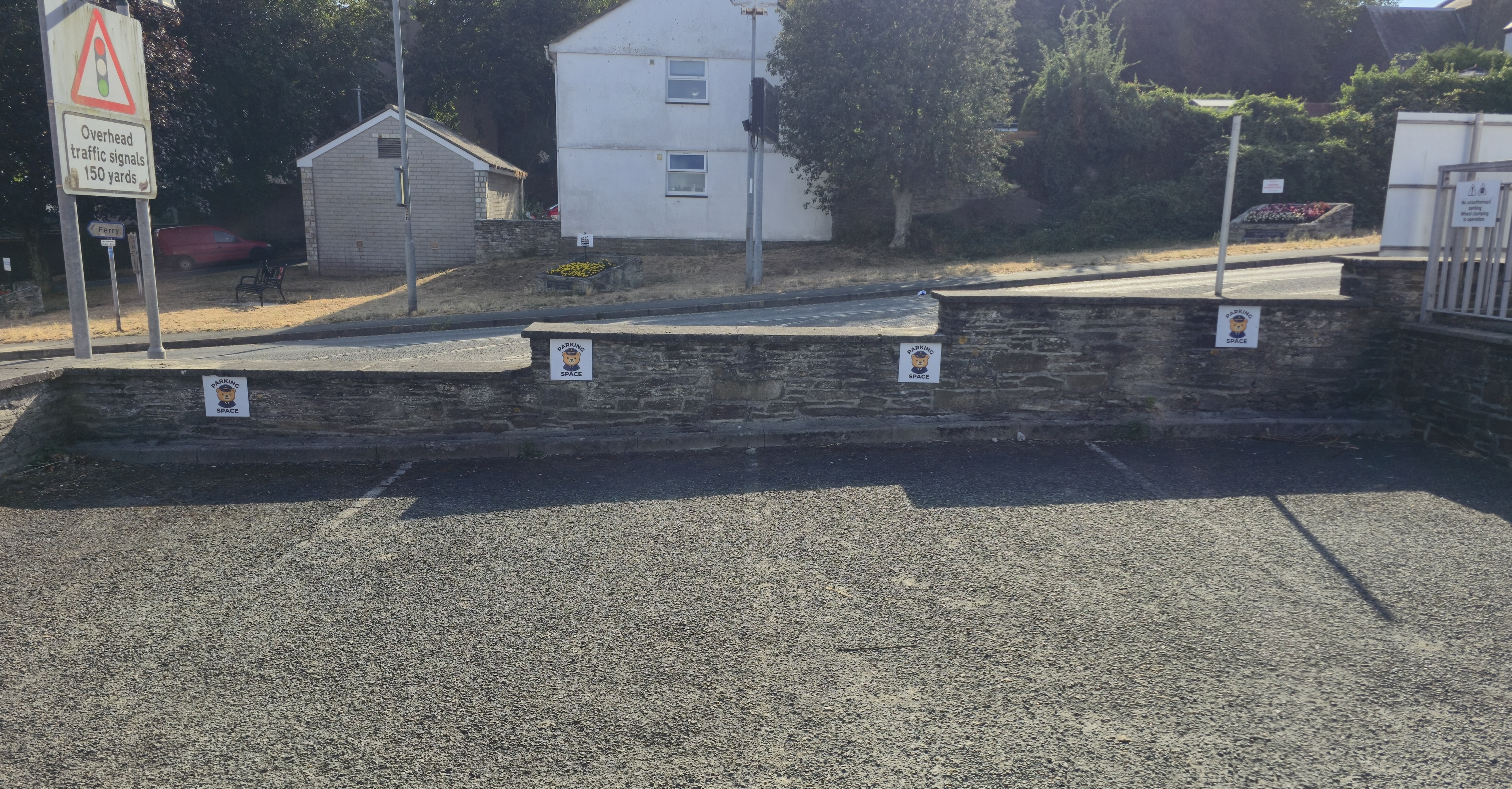 Dedicated customer parking bays marked with Captain Bear signs