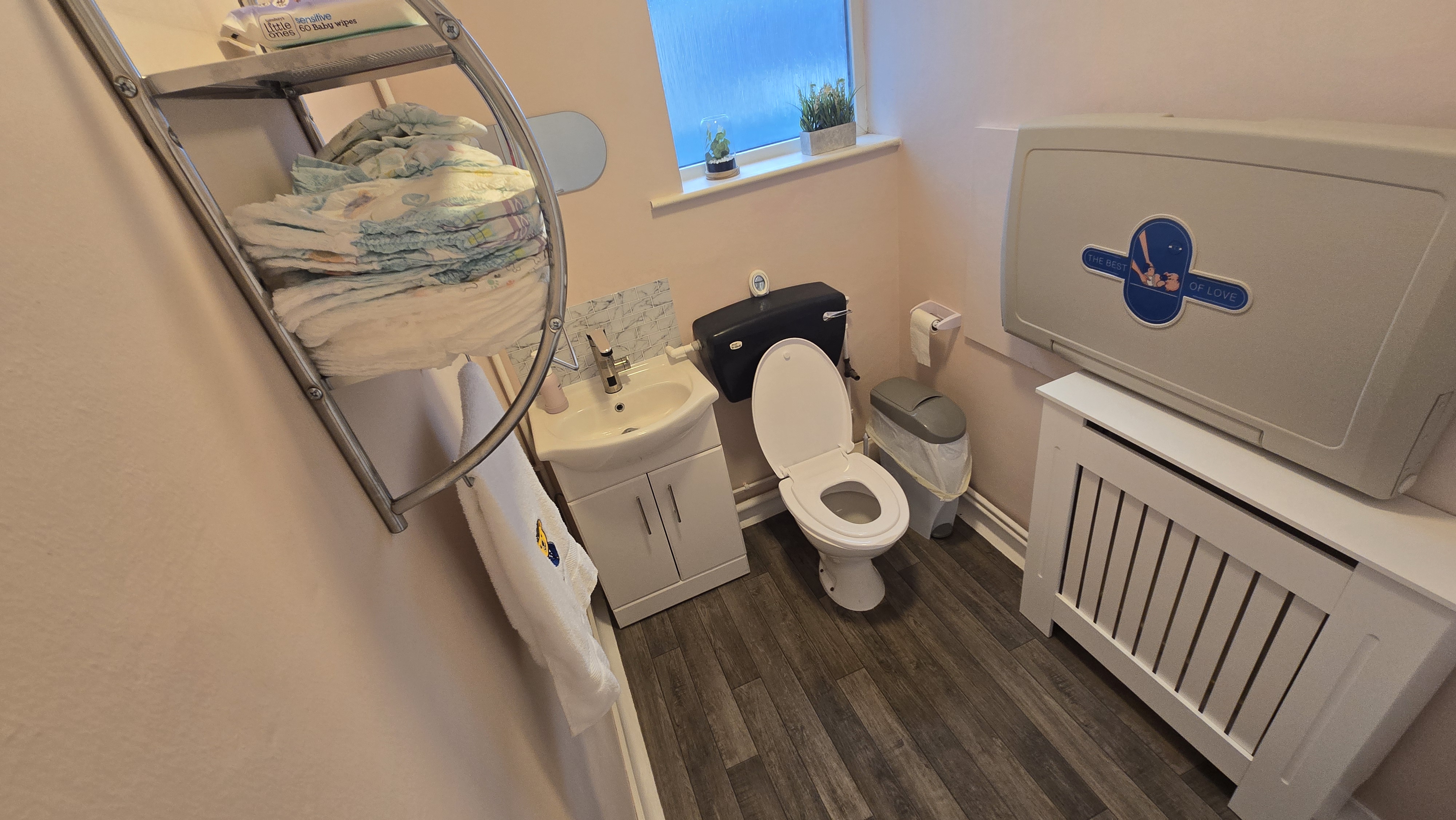 Spacious customer toilet and baby changing station